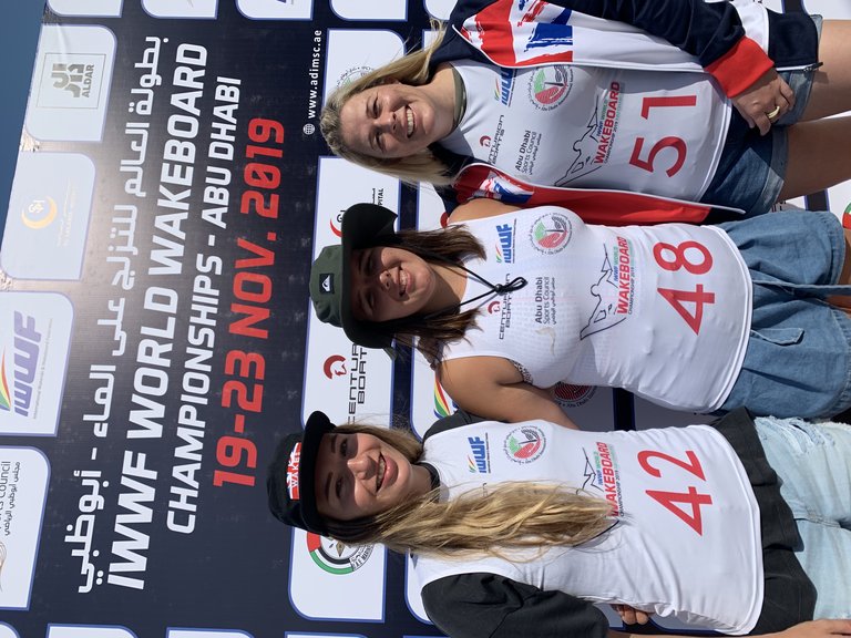 Melissa Lock Sarah Partridge Katie Batchelor, TeamGB 🇬🇧, at the 2019 Worlds in Abu Dhabi
