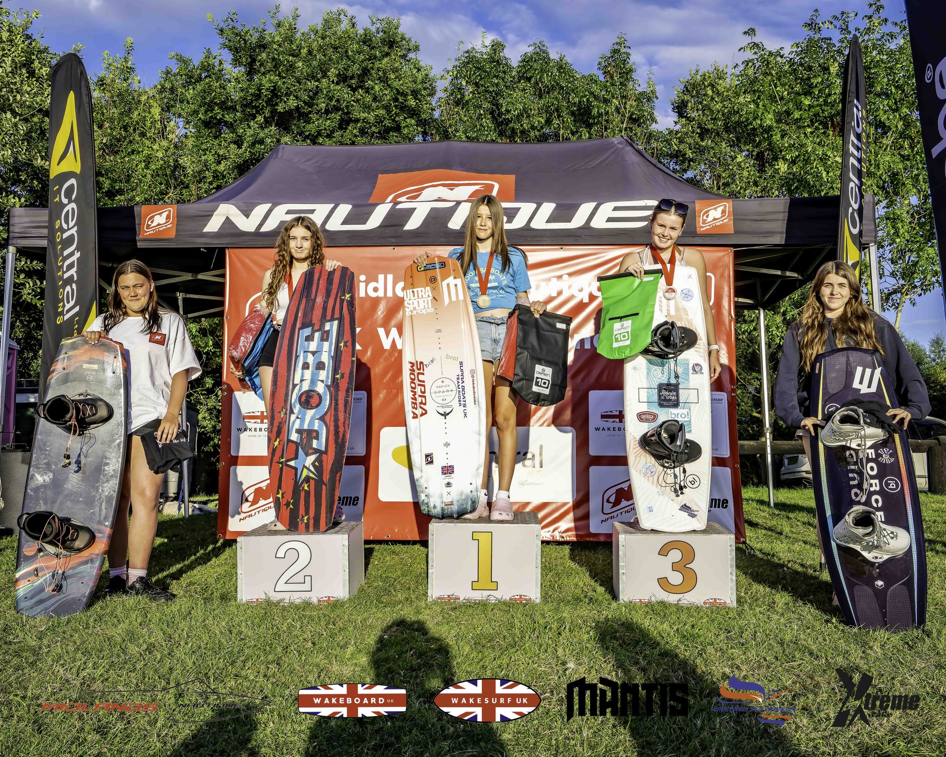 Junior Women Podium at the 2024 Midlands Nautique UK Wake Nationals