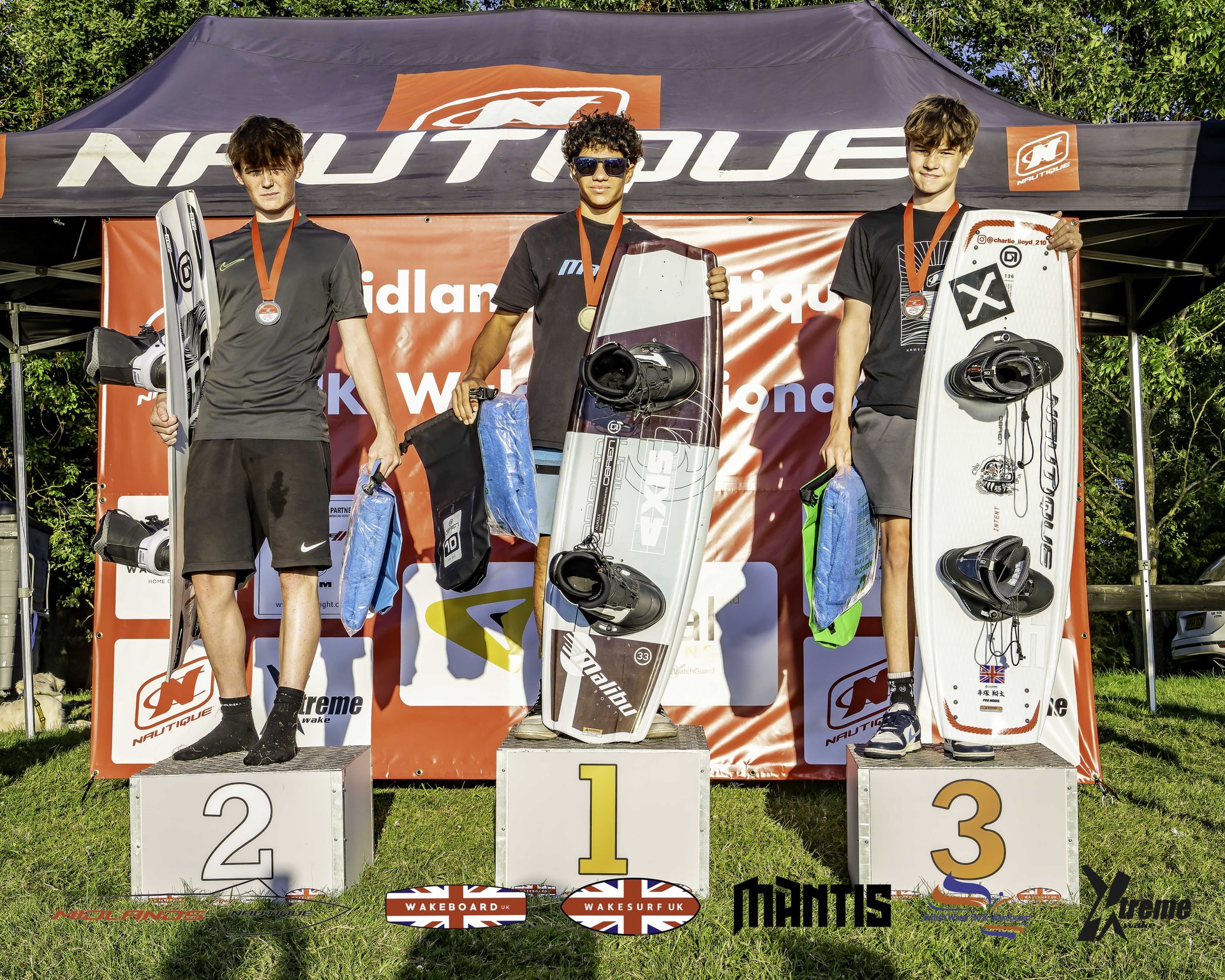 Junior Men Podium at the 2024 Midlands Nautique UK Wake Nationals