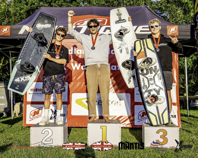 Open Men Podium at the 2024 Midlands Nautique UK Wake Nationals - Photo Mantis Pro Media