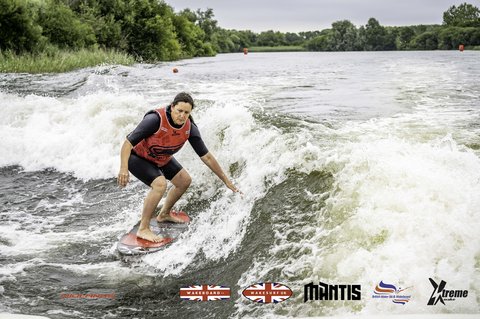 Rider at the 2024 Midlands Nautique UK Wake Nationals Wakesurf - Photos Mantis Pro Media