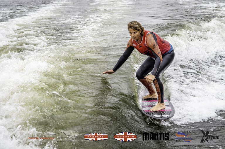 Rider at the 2024 Midlands Nautique UK Wake Nationals Wakesurf - Photos Mantis Pro Media