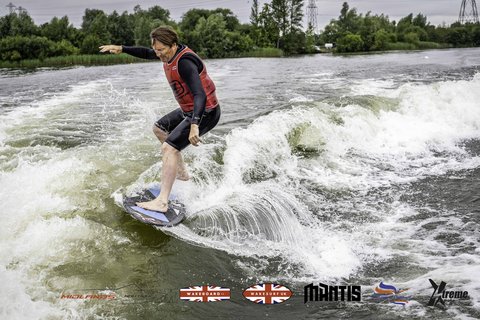 Rider at the 2024 Midlands Nautique UK Wake Nationals Wakesurf - Photos Mantis Pro Media