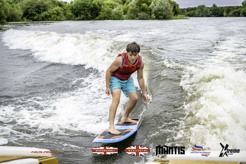 Rider at the 2024 Midlands Nautique UK Wake Nationals Wakesurf - Photos Mantis Pro Media