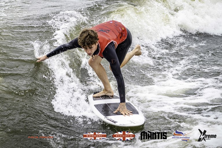 Olli Loder, Fire Hydrant WSF122 at the 2024 Midlands Nautique UK Wake Nationals Wakesurf - Photos Mantis Pro Media