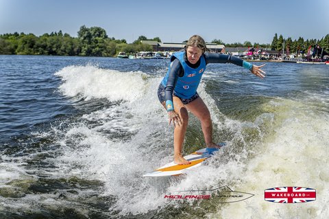 Rider at the 2025 Midlands Nautique UK Wake Nationals Wakesurf - Photos Mantis Pro Media