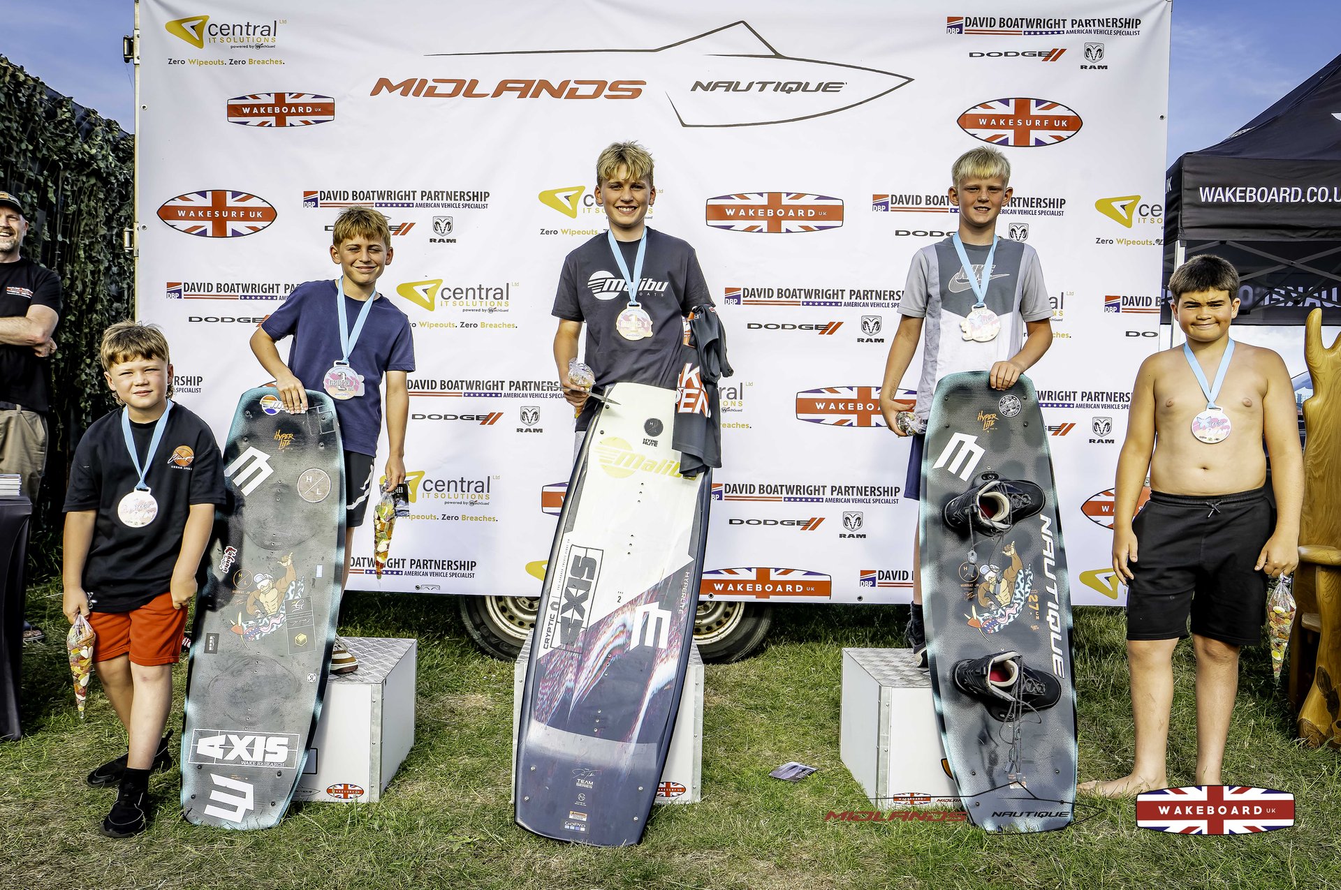 U12 Boys Podium at the 2025 Midlands Nautique Wake Open