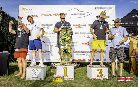 Novice Men Podium at the 2025 Midlands Nautique Wake Open - Photo Mantis Pro Media