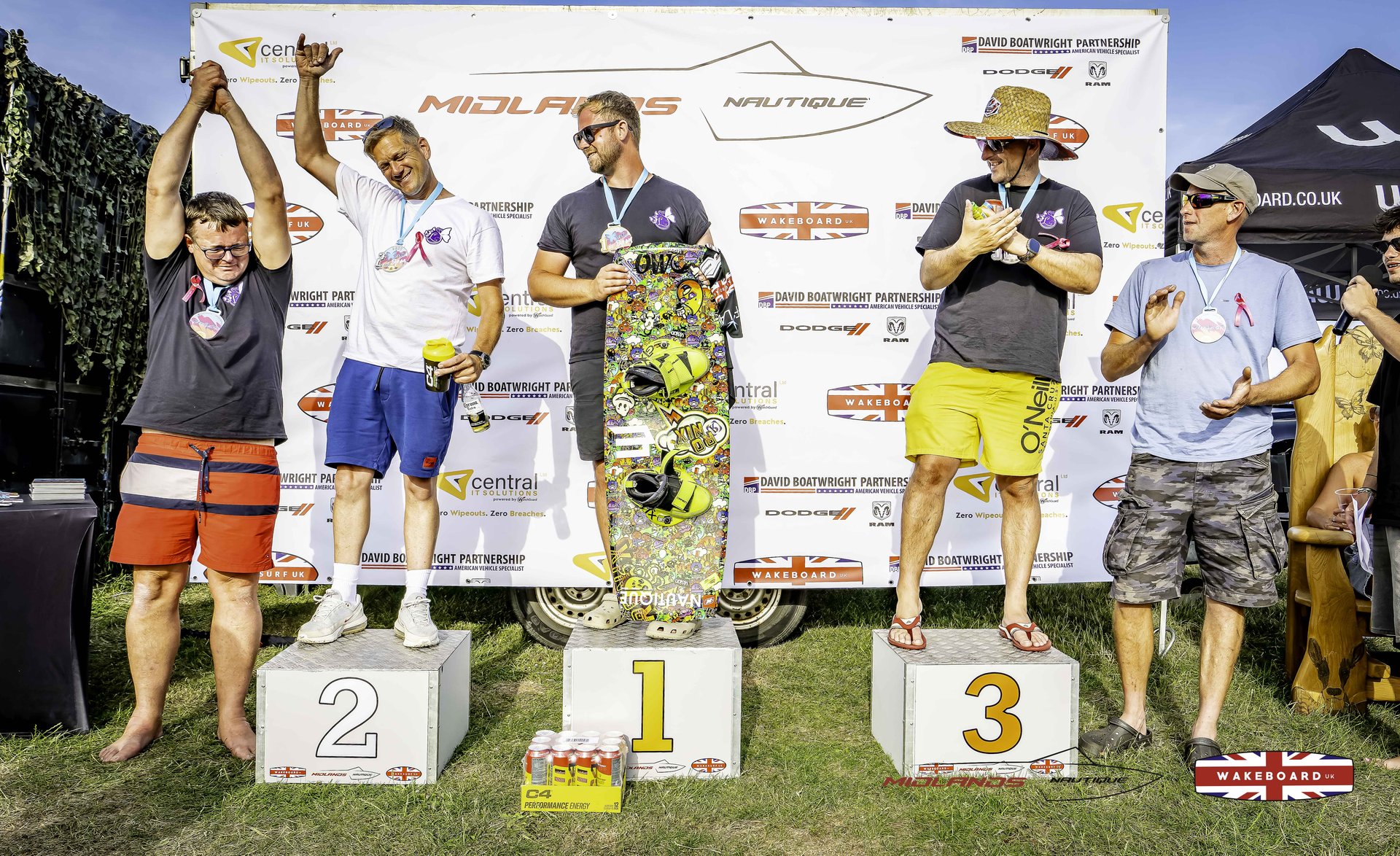 Novice Men Podium at the 2025 Midlands Nautique Wake Open