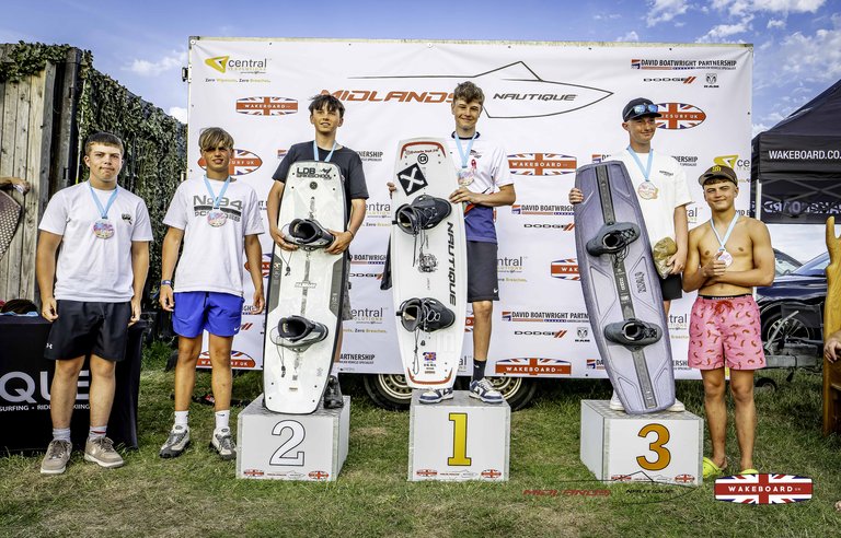 U18 Men Podium at the 2025 Midlands Nautique Wake Open - Photo Mantis Pro Media