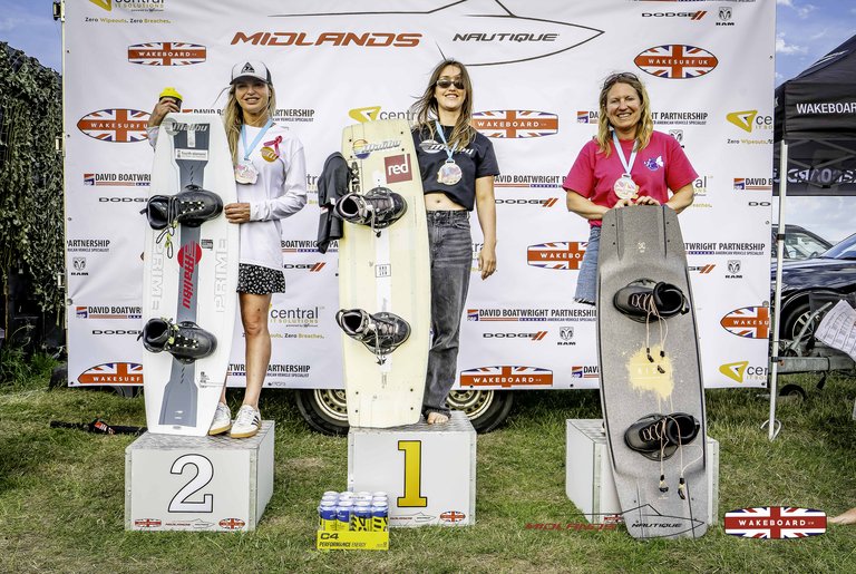 Open Women Podium at the 2025 Midlands Nautique Wake Open - Photo Mantis Pro Media