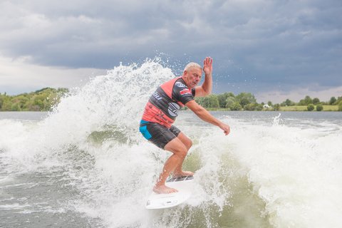 Rob Donaldson at the 2023 Malibu Boats UK Wakesurf Nationals - Photo Mark Osmond Mich Rowley