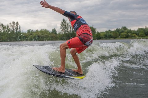 Wes Williams at the 2023 Malibu Boats UK Wakesurf Nationals - Photo Mark Osmond Mich Rowley